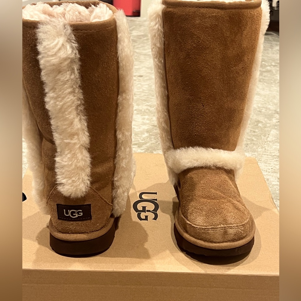 UGG Brown and Cream Shearling Boots